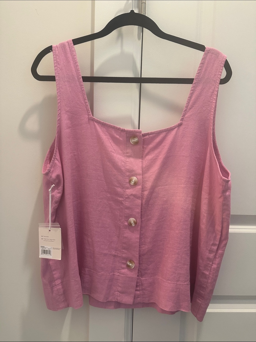 LC Lauren Conrad Rose Pink Button-Back Square Neck Tank